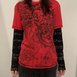 Two Retro Patchwork Printed Fake T-Shirts