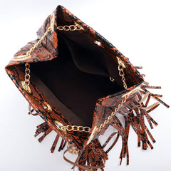 Women Snake Portable Fringe Bag_Cwab0797