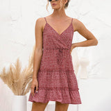 V-Neck Cross Floral Dress