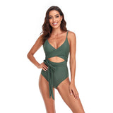 SEXY V NECK CROSS WAIST ONE PIECE SWIMSUIT_CWMW0629