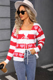 Valentines Day Heart-Shaped Drawstring Cardigan