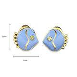 Vintage Blue Fish Stud Earrings Gold Plated