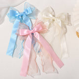KIDS CHIFFON RIBBON BOW HAIR CLIP SOLID COLOR_CWAHA6704