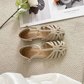 Vintage Flat Roman Sandals With Woven Cutouts