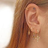 COLORFUL FRENCH CROSS DIAMOND EARRINGS_CWAJE1733