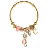 FASHIONABLE CAT HEART BEADED STEEL BRACELET_CWMM8585