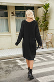 Solid Color Loose Long Slouchy Knit Bottom Pullover Dress