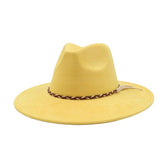 Unisex Suede Wide Brim Fedora Hat Couple Style_Cwah04448