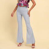 Solid Color Slim Fit Flared Trousers