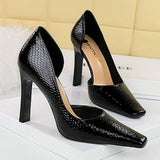 RETRO SQUARE TOE SNAKE PRINT PATENT LEATHER PUMPS_CWSHH0100