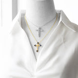 COLORED ZIRCON CROSS PENDANT NECKLACE_CWAJE0910