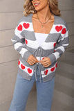 Valentines Day Heart-Shaped Drawstring Cardigan