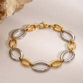STYLISH TWO TONE TITANIUM STEEL CHAIN BRACELET_CWAJE4790