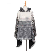 NEW HERRINGBONE GRADIENT HOODED CAPE SHAWL_CWASC1203