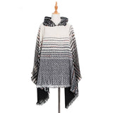 NEW HERRINGBONE GRADIENT HOODED CAPE SHAWL_CWASC1203