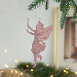 PINK GOLD GLITTER XMAS TREE HANGING DECORATION_CWMM9761