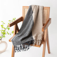 SOFT PLAID SCARF VINTAGE TASSEL WOMENS WRAP_CWASC1001