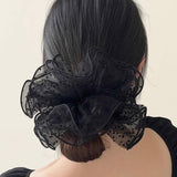 Women¡¯S Summer Dot Mesh Soft Elastic Hair Tie_Cwaha07516