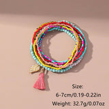BEACHY ANKLET SET HANDMADE BEADS PEARL TASSELS_CWMM6348