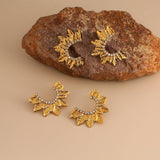 ORIGINAL DESIGN STAINLESS STEEL ZIRCON LEAF EARRING_CWMM8900