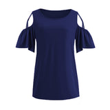 Solid Off-Shoulder Short Sleeved Baggy T-Shirt