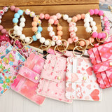 HEART PU CARD WALLET WITH BEADED KEYCHAIN_CWAB4944