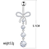 BOWKNOT BELLY RING MICRO CZ DANGLE PIERCING_CWMM9312