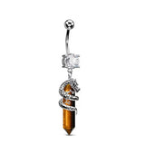 3D DRAGON CLAW NATURAL STONE BELLY BUTTON RING_CWMM9473