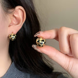 Valentines Day Leopard Print Gold Heart Earrings