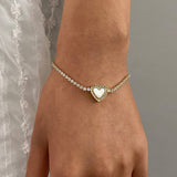 HEART FULL ZIRCON BRACELET IN TITANIUM STEEL_CWAJE4871