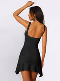 V-Neck Covers Buttocks Sexy Solid-Color Dress