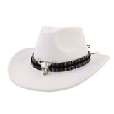 BULL HEAD DECOR WIDE BRIM WESTERN COWBOY HAT_CWAH1769