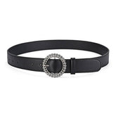 ROUND BUTTON CRYSTAL INLAID SOLID COLOR BELT _CWASC0575