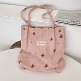 Cwab3901_Corduroy Bear Print Single Shoulder Underarm Bag