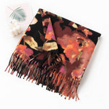 SOFT FLORAL TASSEL SCARF ELEGANT WOMENS WRAP_CWASC0916