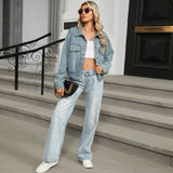 Washed Vintage Diamond-Encrusted Denim Jacket