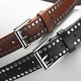 Punk Style Metallic Rivet Pin Buckle Pu Belt