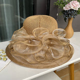 Women Organza Flower Sunscreen Hat_Cwah1208