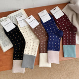 CONTRAST COLOR RETRO POLKA DOT SOCKS_CWMS0962