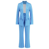 Wide-Leg Trousers Casual Striped Suit Two-Piece