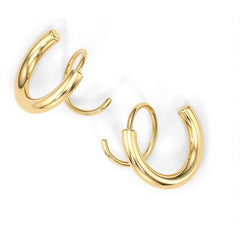 18K GOLD PLATED SPIRAL TWIST DOUBLE HOOP EARRINGS_CWAJE5029