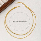 GOLD STAINLESS STEEL BEAN DOUBLE CHAIN NECKLACE_CWMM3594