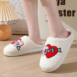 Valentines Day Smiley Love Cotton Slippers