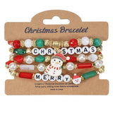 Cwmm10448_Christmas Charm Beaded Bracelet Snowman Tree Gift
