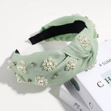 Women Imitation Pearl Knotted Headband