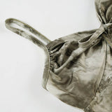 Vintage Tie-Dye Bow Pleated Bust V-Neck Halter