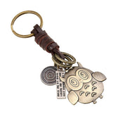 Vintage Bronze Owl Braided Cowhide Keychain_Cwmm4720