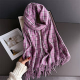 Vintage Plaid Winter Cashmere Feel Tassel Scarf_Cwasc03259