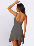 V-Neck Covers Buttocks Sexy Solid-Color Dress