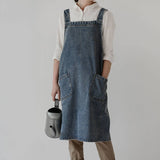 COTTON CANVAS WASHED DENIM APRON WITH POCKETS_CWMM3296